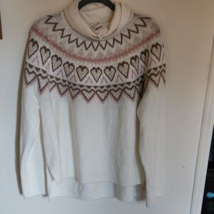 Nordstrom Cozy White Heart Pattern Sweater